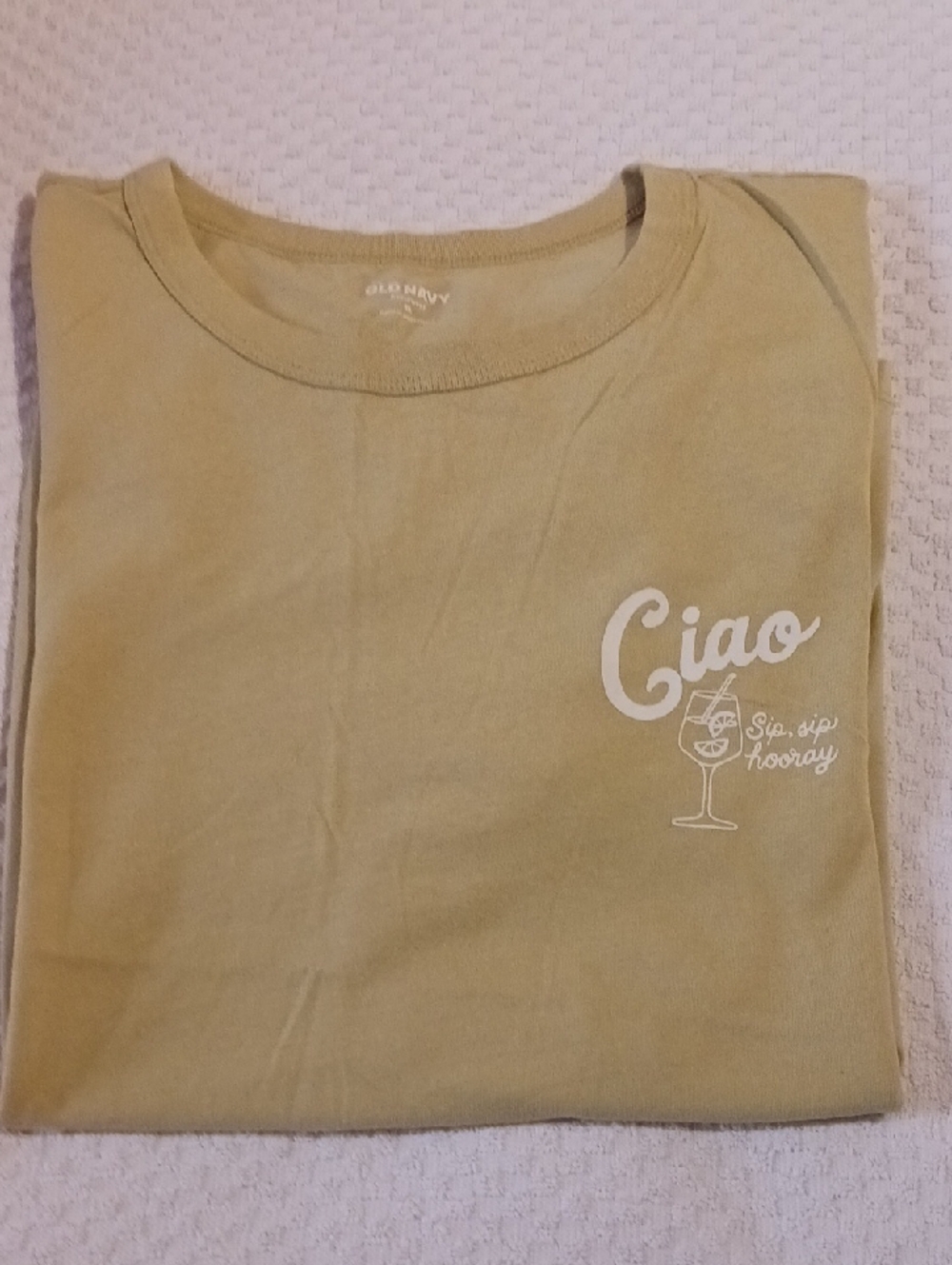 Old Navy "Ciao 🍹Sip,sip hooray" Graphic Tee - Olive